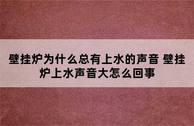 壁挂炉为什么总有上水的声音 壁挂炉上水声音大怎么回事